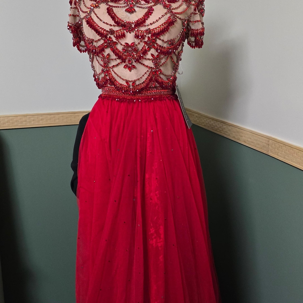 Sherri Hill Red Beaded Gown Red